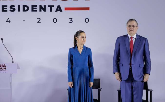 June 20, 2024, Mexico City, Mexico City, Mexico: On the left side Claudia Sheinbaum (Virtual President Elect) and on the right side Marcelo Ebrard (now proclaimed Secretary of Economy) during the announcement of the new presidential cabinet for this new administration. Mexico City Mexico - ZUMAs310 20240620_zip_s310_001 Copyright: xLuisxExSalgadox
