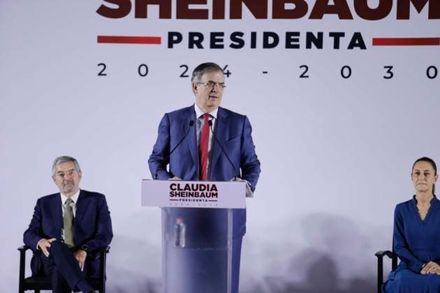 June 20, 2024, Mexico City, Mexico City, Mexico: Marcelo Ebrard (now proclaimed Secretary of Economy) speaking at the announcement of the new presidential cabinet for this new administration. Mexico City Mexico - ZUMAs310 20240620_zip_s310_017 Copyright: xLuisxExSalgadox