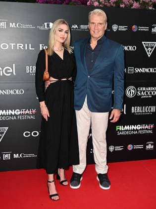 Santa Margherita di Pula, Cagliari, 7th edition of the Filming Italy Sardinia Festival, Red Carpet awards ceremony in the early evening. Santa Margherita di Pula, Cagliari, 7th edition of the Filming Italy Sardinia Festival, Red Carpet awards ceremony in the early evening. Pictured: TDolph Lundgren, Emma Krokdal Cagliari Italy  Copyright: xIPA ABACAx