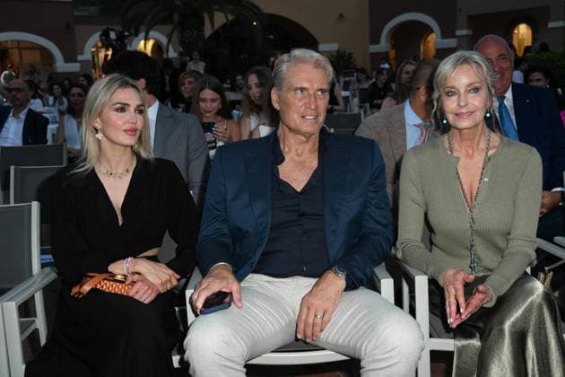Cagliari: Santa Margherita di Pula, Cagliari, 7th edition of the Filming Italy Sardinia Festival, Red Carpet awards ceremony in the early evening. Pictured: Dolph Lundgren, Bo Derek Cagliari  - ZUMAp169 20240621_zea_p169_202 Copyright: xIPAx