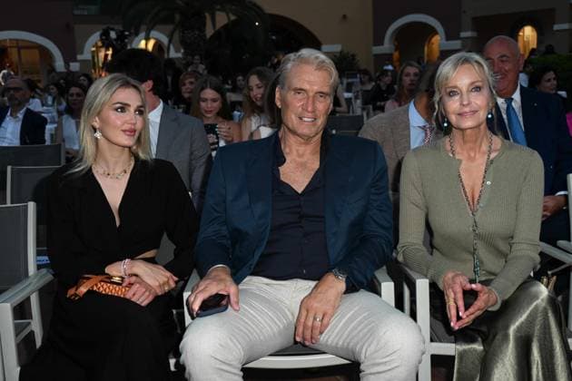 Cagliari: Santa Margherita di Pula, Cagliari, 7th edition of the Filming Italy Sardinia Festival, Red Carpet awards ceremony in the early evening. Pictured: Dolph Lundgren, Bo Derek Cagliari  - ZUMAp169 20240621_zea_p169_221 Copyright: xIPAx
