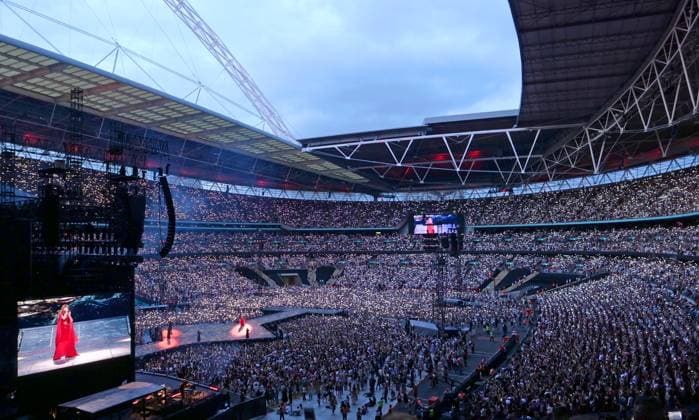 Taylor Swift performs in front of over 85,000 fans at Wembley Stadium as Taylor Swift Era s Tour arrives in London, on 21st June, 2024. 
