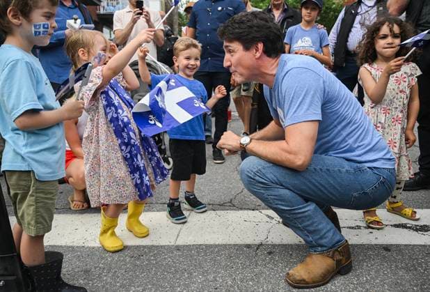 June 23, 2024, Montreal, Pq, Canada: Prime Minister Justin Trudeau playes with children during a FoÂªte Nationale event in Montreal, Sunday, June 23, 2024. Montreal Canada  - ZUMAc35_ 20240623_zaf_c35_020 Copyright: xGrahamxHughesx