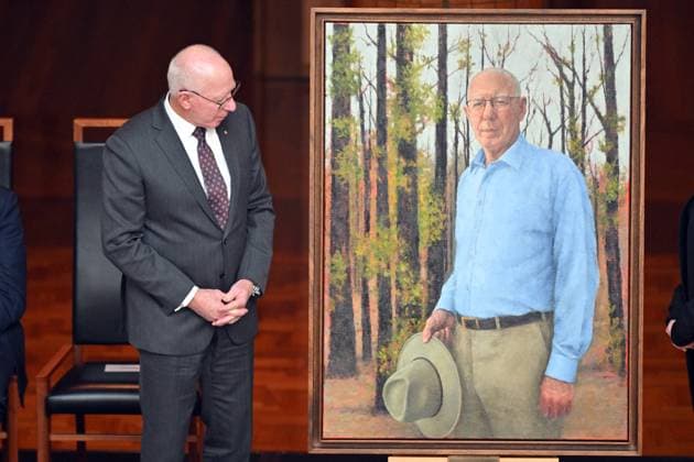 GOVERNOR GENERAL PORTRAIT UNVEILING, Governor-General David Hurley during the unveiling of his official portrait at Parliament House in Canberra, Monday, June 24, 2024. ( NO ARCHIVING, EDITORIAL USE ONLY, NO USE IN BOOKS WITHOUT CONSENT CANBERRA AUSTRALIAN CAPTIAL TERRITORY AUSTRALIA  Copyright: xMICKxTSIKASx 20240624189515698648