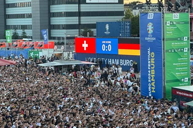Fan festival for the European Football Championship 2024 in Hamburg on the Heiligengeistfeld At the match between Germany and Switzerland Hamburg, 23 06 2024 Fan festival for the European Football Championship 2024 in Hamburg, Hamburg St Pauli Hamburg Germany Heiligengeistfeld