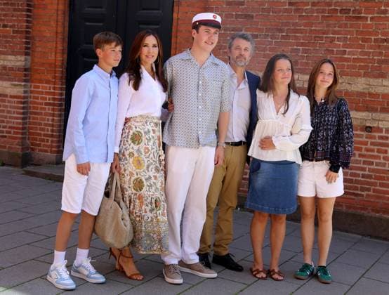 24-06-2024 Denmark Prince Vincent, Queen Mary, Crown Prince Christian, King Frederik, Princess Isabella, and Princess Josephine after Crown Prince Christian graduated from Ordrup Gymnasium in Copenhagen. Â  Copyright: xPPEx