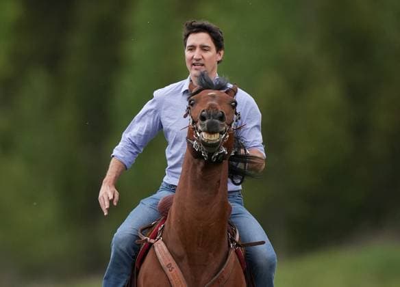 June 26, 2024, Nemaiah Valley, Bc, CANADA: Prime Minister Justin Trudeau rides a horse while attending community celebrations to mark the 10th anniversary of the Tsilhqot in decision, in Nemaiah Valley, B.C., on Wednesday, June 26, 2024. In 2014, the Supreme Court of Canada granted Tsilhqot in aboriginal title to more than 1,750 square kilometres of land in the Nemaiah Valley. Nemaiah Valley CANADA - ZUMAc35_ 20240626_zaf_c35_126 Copyright: xDarrylxDyckx