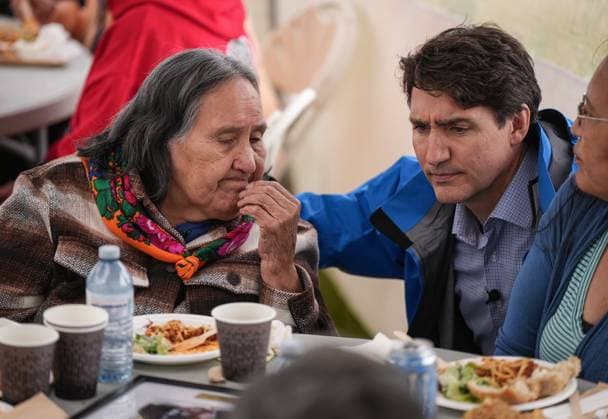 June 26, 2024, Nemaiah Valley, Bc, CANADA: Prime Minister Justin Trudeau meets with elders while attending community celebrations to mark the 10th anniversary of the Tsilhqot in decision, in Nemaiah Valley, B.C., on Wednesday, June 26, 2024. In 2014, the Supreme Court of Canada granted Tsilhqot in aboriginal title to more than 1,750 square kilometres of land in the Nemaiah Valley. Nemaiah Valley CANADA - ZUMAc35_ 20240626_zaf_c35_125 Copyright: xDarrylxDyckx