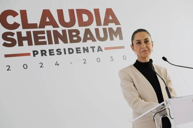 Claudia Sheinbaum Briefing Conference Claudia Sheinbaum Pardo, President-elect of Mexico, speaking during a press conference at the transition house at Iztapalapa mayoralty. on June 26, 2024 in Mexico City, Mexico. (Photo by Ian Robles Eyepix Group) Mexico City CDMX Mexico Copyright: xIanxRoblesxxEyepixxGroupx