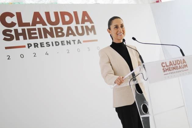 Claudia Sheinbaum Briefing Conference Claudia Sheinbaum Pardo, President-elect of Mexico, speaking during a press conference at the transition house at Iztapalapa mayoralty. on June 26, 2024 in Mexico City, Mexico. (Photo by Ian Robles Eyepix Group) Mexico City CDMX Mexico Copyright: xIanxRoblesxxEyepixxGroupx