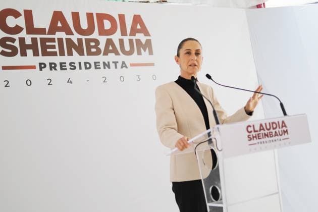 Claudia Sheinbaum Briefing Conference Claudia Sheinbaum Pardo, President-elect of Mexico, speaking during a press conference at the transition house at Iztapalapa mayoralty. on June 26, 2024 in Mexico City, Mexico. (Photo by Ian Robles Eyepix Group) Mexico City CDMX Mexico Copyright: xIanxRoblesxxEyepixxGroupx