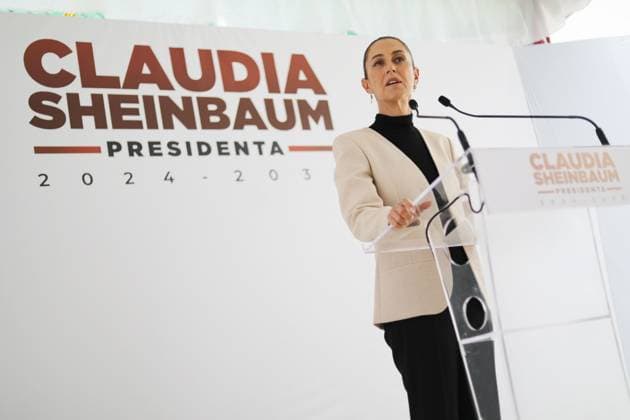 Claudia Sheinbaum Briefing Conference Claudia Sheinbaum Pardo, President-elect of Mexico, speaking during a press conference at the transition house at Iztapalapa mayoralty. on June 26, 2024 in Mexico City, Mexico. (Photo by Ian Robles Eyepix Group) Mexico City CDMX Mexico Copyright: xIanxRoblesxxEyepixxGroupx
