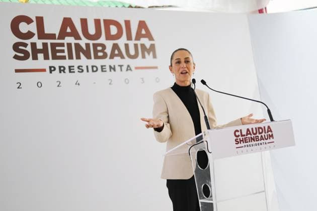 Claudia Sheinbaum Briefing Conference Claudia Sheinbaum Pardo, President-elect of Mexico, speaking during a press conference at the transition house at Iztapalapa mayoralty. on June 26, 2024 in Mexico City, Mexico. (Photo by Ian Robles Eyepix Group) Mexico City CDMX Mexico Copyright: xIanxRoblesxxEyepixxGroupx