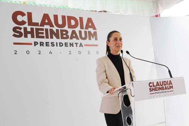 Claudia Sheinbaum Briefing Conference Claudia Sheinbaum Pardo, President-elect of Mexico, speaking during a press conference at the transition house at Iztapalapa mayoralty. on June 26, 2024 in Mexico City, Mexico. (Photo by Ian Robles Eyepix Group) Mexico City CDMX Mexico Copyright: xIanxRoblesxxEyepixxGroupx