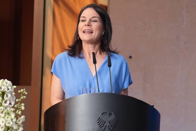 Peacekeeping Day, Award ceremony for international peace missions by Federal Minister of Foreign Affairs Annalena Baerbock in portrait during her speech at the award ceremony for international peace missions on Peacekeeping Day, Berlin, 27 06 2024 Berlin Berlin Germany