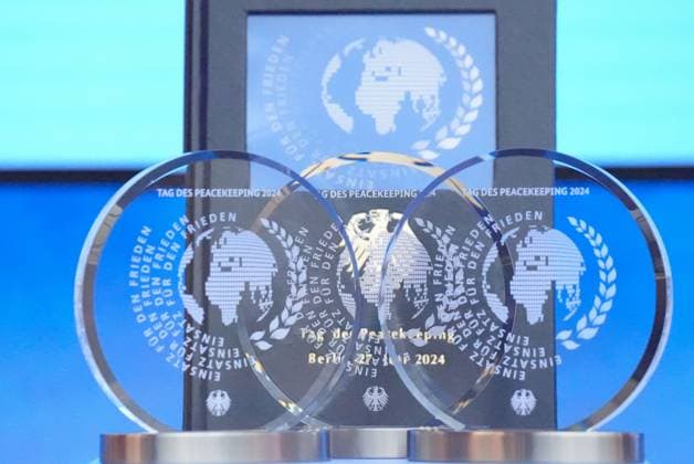 Day of Peacekeeping, Award ceremony for international peacekeeping missions by Federal Minister Awards and trophies for international peacekeeping missions on the Day of Peacekeeping, Berlin, 27 06 2024 Berlin Berlin Germany