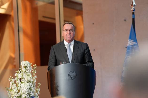 Day of Peacekeeping 2024, Federal Minister of Defense, Boris Pistorius Day of Peacekeeping 2024, Honoring German personnel in international peacekeeping missions at the AXICA Event Center at the Brandenburg Gate, Federal Minister of Defense, Boris Pistorius Berlin Berlin GER