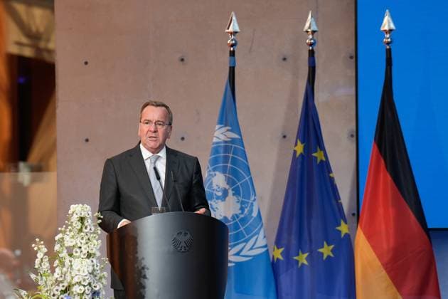 Day of Peacekeeping 2024, Federal Minister of Defense, Boris Pistorius Day of Peacekeeping 2024, Honoring German personnel in international peacekeeping missions at the AXICA Event Center at the Brandenburg Gate, Federal Minister of Defense, Boris Pistorius Berlin Berlin GER
