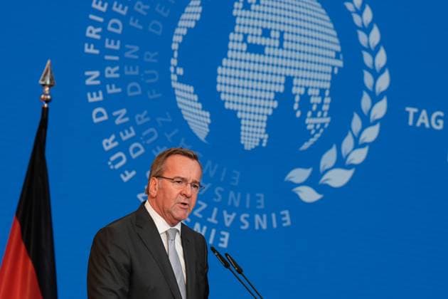 Day of Peacekeeping 2024, Federal Minister of Defense, Boris Pistorius Day of Peacekeeping 2024, Honoring German personnel in international peacekeeping missions at the AXICA Event Center at the Brandenburg Gate, Federal Minister of Defense, Boris Pistorius Berlin Berlin GER