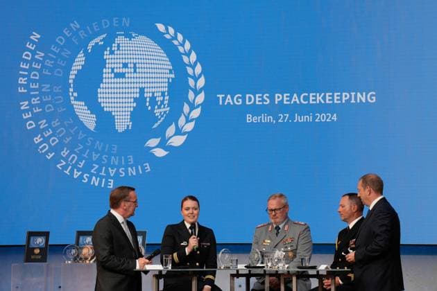 Day of Peacekeeping 2024 Day of Peacekeeping 2024, honoring German personnel in international peacekeeping missions at the AXICA Event Center at the Brandenburg Gate Berlin Berlin GER