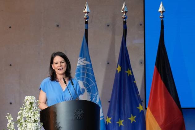 Day of Peacekeeping 2024 Day of Peacekeeping 2024, honoring German personnel in international peacekeeping missions at the AXICA event center at the Brandenburg Gate, Federal Foreign Minister Annalena Baerbock Berlin Berlin GER