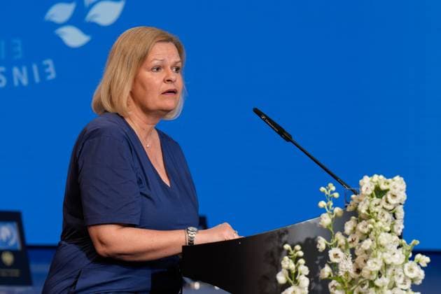 Day of Peacekeeping 2024 Day of Peacekeeping 2024, honoring German personnel in international peacekeeping missions at the AXICA Event Center at the Brandenburg Gate, Federal Minister of the Interior and for Homeland Nancy Faeser Berlin Berlin GER