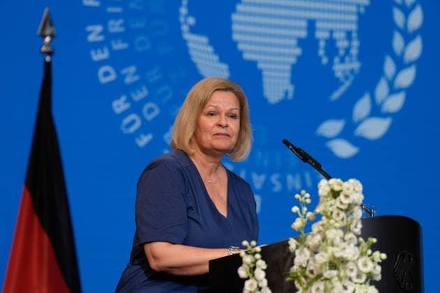 Day of Peacekeeping 2024 Day of Peacekeeping 2024, honoring German personnel in international peacekeeping missions at the AXICA Event Center at the Brandenburg Gate, Federal Minister of the Interior and for Homeland Nancy Faeser Berlin Berlin GER