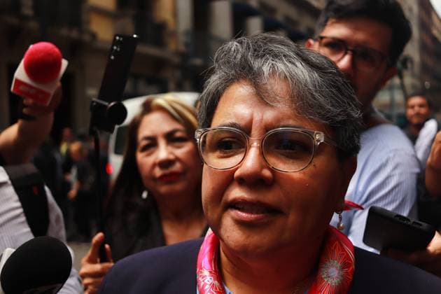 Raquel Buenrostro, leaves after she was announced as new Secretary of Public Function as part of the government cabinet of incoming President Claudia Sheinbaum Pardo during a press conference at Museo Interactivo de Economia. Mexico City Mexico - ZUMAe321 20240627_zia_e321_059 Copyright: xCarlosxSantiagox