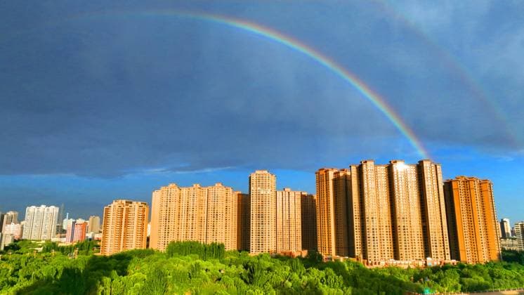 Creative Highlights World Rainbow A beautiful rainbow is appearing after a rain over Korla, Xinjiang Uygur Autonomous Region, in Korla, China, on June 28, 2024, on the evening. Korla China  Copyright: xCFOTOx originalFilename: cfoto-rainbow240629_npQf3.jpg