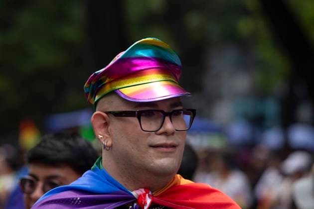 June 29, 2024, Mexico City, Mexico City, Mexico: Citizens participate with the characteristic colours of the GAY flag during the pride march on Reforma Avenue, the most important avenue in Mexico City. Mexico City Mexico - ZUMAs310 20240629_zip_s310_003 Copyright: xLuisxExSalgadox