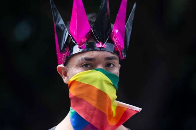 June 29, 2024, Mexico City, Mexico City, Mexico: Citizens participate with the characteristic colours of the GAY flag during the pride march on Reforma Avenue, the most important avenue in Mexico City. Mexico City Mexico - ZUMAs310 20240629_zip_s310_010 Copyright: xLuisxExSalgadox