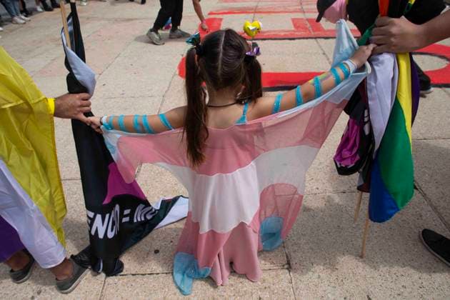 June 29, 2024, Mexico City, Mexico City, Mexico: Minor participating in a rally at the foot of the Angel de la Independencia during the pride march in Mexico City. Mexico City Mexico - ZUMAs310 20240629_zip_s310_017 Copyright: xLuisxExSalgadox
