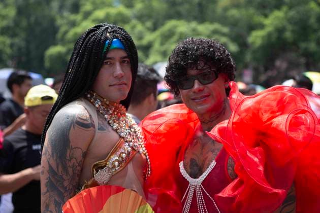 June 29, 2024, Mexico City, Mexico City, Mexico: Citizens participate with the characteristic colours of the GAY flag during the pride march on Reforma Avenue, the most important avenue in Mexico City. Mexico City Mexico - ZUMAs310 20240629_zip_s310_019 Copyright: xLuisxExSalgadox
