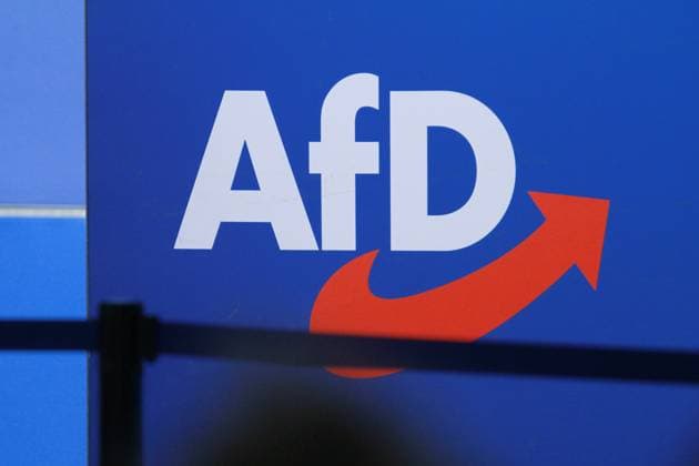 Essen, NRW, Deutschland, 29.06.2024: Grugahalle: 15. Bundesparteitag der AfD: AfD-Logo *** Essen, NRW, Germany, 29 06 2024 Grugahalle 15 Federal Party Conference of the AfD AfD logo Copyright: xdtsxNachrichtenagenturx dts_42642