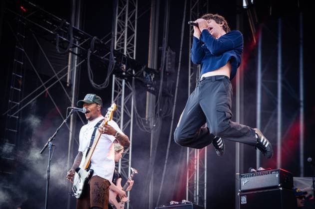 Turnstile live at Tons of Rock 2024, Oslo, Norway Oslo, Norway. 28th, June 2024. The American hardcore punk band Turnstile performs a live concert during the Norwegian music festival Tons of Rock 2024 in Oslo. Here vocalist Brendan Yates is seen live on stage with bass player Franz Lyons. Oslo Norway  Copyright: xGonzalesxPhoto Jan-ErikxEriksenx