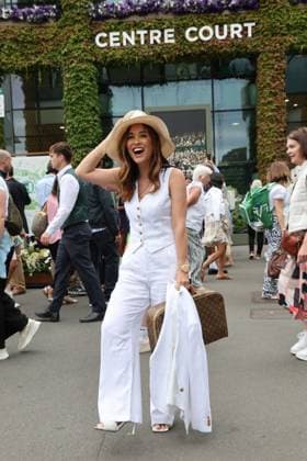 . 01 07 2024. London, United Kingdom. Myleene Klass arriving on the opening day of the Wimbledon Tennis Championships in London.  xStephenxLockx xi-Imagesx IIM-25341-0041