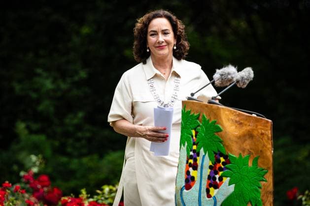AMSTERDAM - Mayor of Amsterdam Femke Halsema during the national commemoration of the abolition of slavery at the slavery monument in the Oosterpark. The commemoration is organized by the National Institute for the Dutch Slavery History and Legacy (NiNsee). ANP ROBIN VAN LONKHUIJSEN netherlands out - belgium out  Copyright: xx x502528600x originalFilename: 502528600.jpg