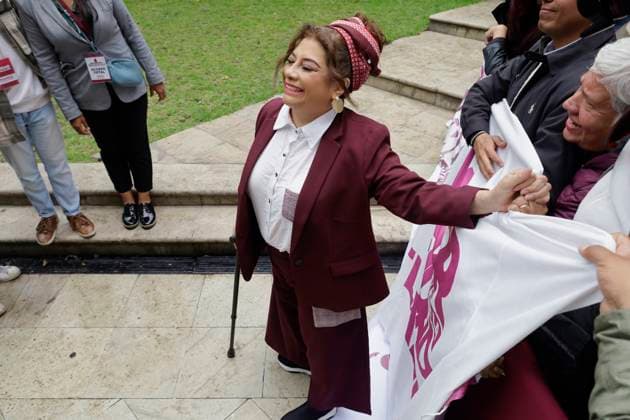 Claudia Sheinbaum, Virtual Winner Of The Elections In Mexico For The MORENA Party, Celebrates The 6th Anniversary Of The Triumph Of The Current President Of Mexico, Andràs Manuel Lopez Obrador Clara Brugada (wine-coloured tailored suit), the virtual winner for the head of government of Mexico City for the MORENA party, is going to the Los Pinos Cultural Complex in Mexico City, on July 1, 2023, where she is commemorating the 6th anniversary of the triumph of the current president of Mexico, Andres Manuel Lopez Obrador, in the 2018 elections. Mexico City Mexico City Mexico Copyright: xGerardoxVieyrax originalFilename: vieyra-notitle240701_npYt0.jpg
