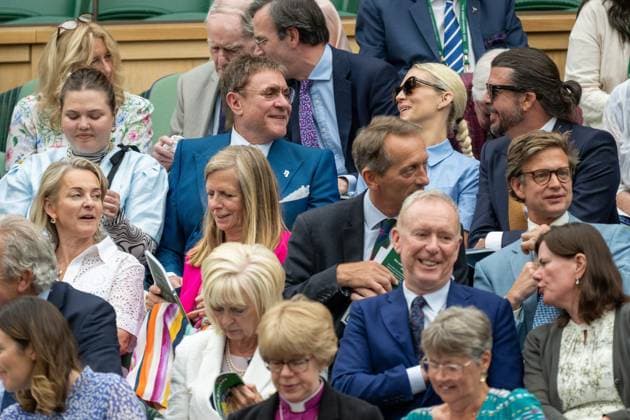 Jordyn Grohl and Dave Grohl watch tennis from the Royal Box on the second day of the Wimbledon tennis championships held at the All England Lawn Tennis & Croquet Club. Featuring: Tallulah Le Bon, Simon Le Bon, Jordyn Grohl, Dave Grohl Where: London, London, United Kingdom When: 02 Jul 2024 Credit: Ray Tang Cover Images **STRICTLY EDITORIAL USE ONLY** EDITORIAL USE ONLY. NOT FOR USE BY NEWSPAPERS BASED IN THE UK. Copyright: xx coverimg53915488