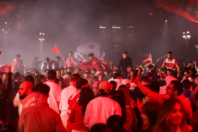 Turkish soccer fans celebrate sensational victory with party at the Reich, Thousands of Turkish soccer fans celebrated the victory of their national team against Austria in the evening The fan mile in front of the Reichstag in Berlin was transformed into a sea of red and white colors Berlin Berlin Germany