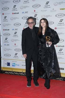 Premio Globo d Oro Verleihung in Rom Rome, German Academy Villa Massimo 64th edition of the Golden Globe, In the photo: Tim Burton Monica Bellucci  Copyright: xVincenzoxLandix xipa-agency.netx xVincenzoxLandix IPA_Agency_IPA47710313