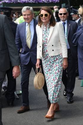 . 04 07 2024. London, United Kingdom. Michael and Carole Middleton arriving on day four of the Wimbledon Tennis Championships in London.  xStephenxLockx xi-Imagesx IIM-25349-0003