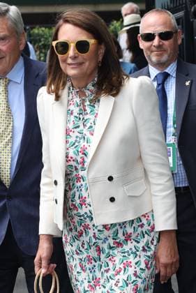 . 04 07 2024. London, United Kingdom. Michael and Carole Middleton arriving on day four of the Wimbledon Tennis Championships in London.  xStephenxLockx xi-Imagesx IIM-25349-0005