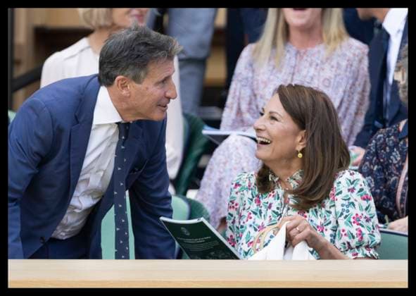 . 04 07 2024. London, United Kingdom. Carole Middleton talking to Lord Coe in the Royal Box on day four of the Wimbledon Tennis Championships in London.  xStephenxLockx xi-Imagesx IIM-25349-0035