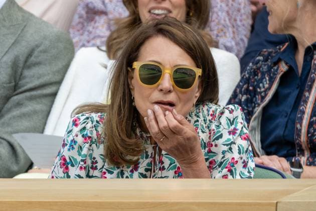 Lords Coe, Carole Middleton and Michael Middleton watch tennis from the Royal Box on the fourth day of the Wimbledon tennis championships held at the All England Lawn Tennis & Croquet Club. Featuring: Carole Middleton Where: London, London, United Kingdom When: 04 Jul 2024 Credit: Ray Tang Cover Images **STRICTLY EDITORIAL USE ONLY** EDITORIAL USE ONLY. NOT FOR USE BY NEWSPAPERS BASED IN THE UK. Copyright: xx coverimg53920792