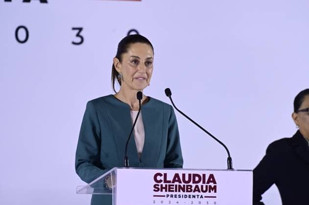 Mexiko, Claudia Sheinbaum Pressekonferenz in Mexiko-Stadt Incoming President of Mexico Claudia Sheinbaum Pardo, speaking during the presentation of the third part of her government cabinet at Museo Interactivo de EconomoÂ­a Mexico City Mexico - ZUMAe321 20240704_zia_e321_009 Copyright: xCarlosxTischlerx