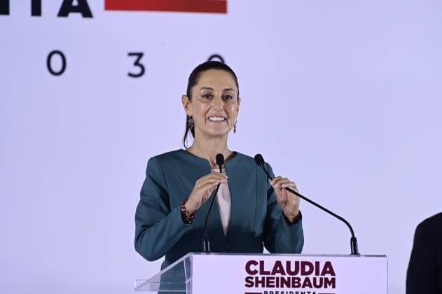 Mexiko, Claudia Sheinbaum Pressekonferenz in Mexiko-Stadt Incoming President of Mexico Claudia Sheinbaum Pardo, speaking during the presentation of the third part of her government cabinet at Museo Interactivo de EconomoÂ­a Mexico City Mexico - ZUMAe321 20240704_zia_e321_010 Copyright: xCarlosxTischlerx