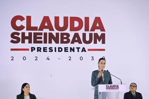 Mexiko, Claudia Sheinbaum Pressekonferenz in Mexiko-Stadt Incoming President of Mexico Claudia Sheinbaum Pardo, speaking during the presentation of the third part of her government cabinet at Museo Interactivo de EconomoÂ­a Mexico City Mexico - ZUMAe321 20240704_zia_e321_015 Copyright: xCarlosxTischlerx