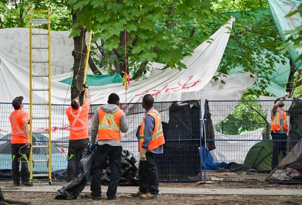 July 5, 2024, Montreal, Pq, Canada: City workers dismantle a pro-Palestine protest encampment in Montreal, Friday, July 5, 2024. Montreal Canada  - ZUMAc35_ 20240705_zaf_c35_003 Copyright: xGrahamxHughesx