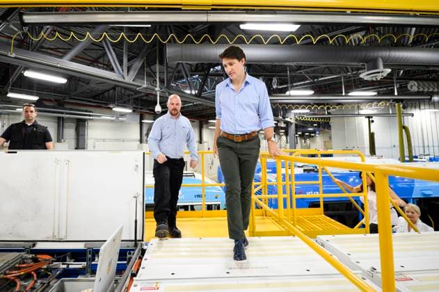 July 5, 2024, Richmond Hill, On, Canada: Prime Minister Justin Trudeau tours a fully electric bus at a York Region Transit facility in Richmond Hill, Ont., on Friday, July 5, 2024. Richmond Hill Canada  - ZUMAc35_ 20240705_zaf_c35_102 Copyright: xChristopherxKatsarovx